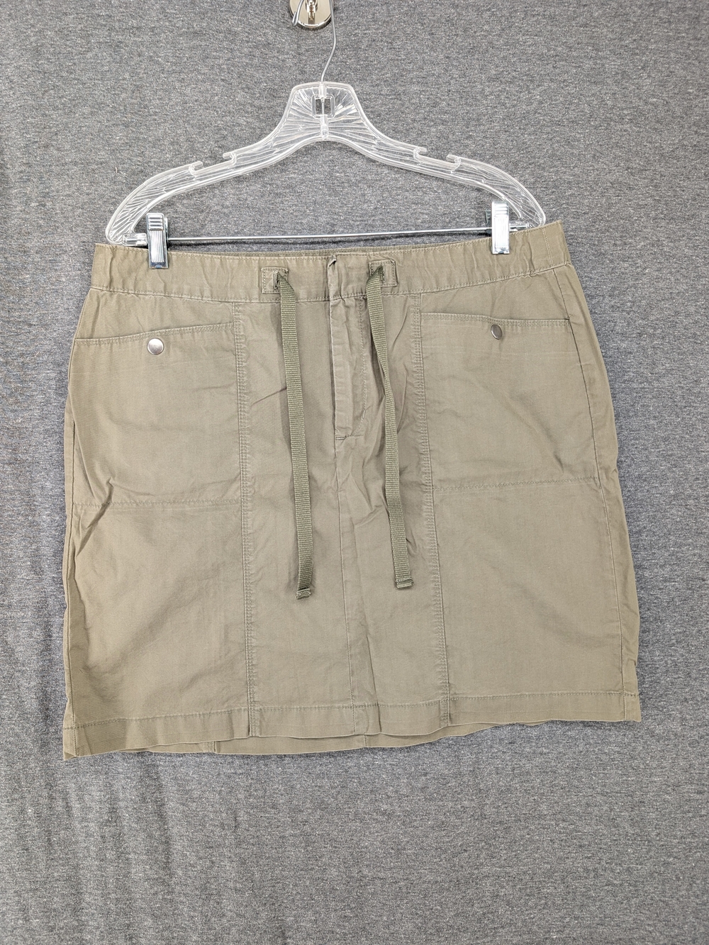 Eddie Bauer Olive Drawstring Pocket Mini Skirt